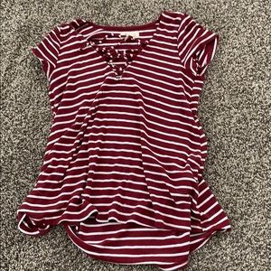 Red and white striped t
